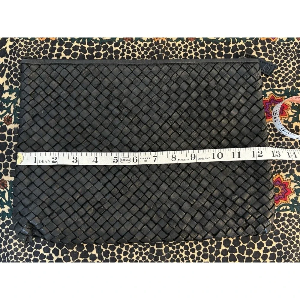 Massimo Palomba Hand Made Italian Black Woven Leather Clutch